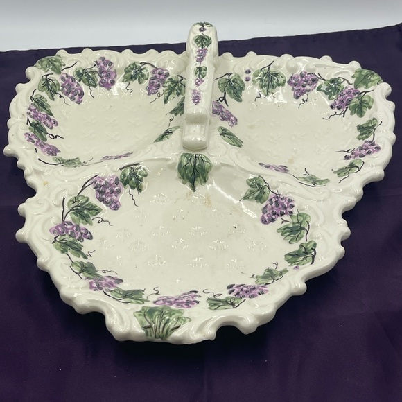 Ardalt Lenwile China:Hand Painted Grapes Leaves Divided Serving Platter w/Handle - Picture 6 of 16
